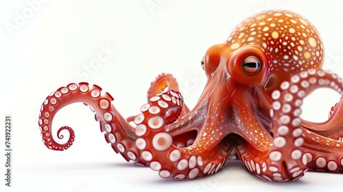 A charming 3D rendering of a delightful octopus, featuring adorable big eyes and a playful smile. Perfect for adding a touch of cuteness to any project or design.