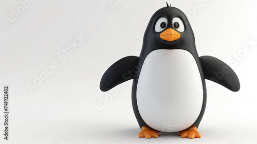 A charming 3D penguin illustration featuring a cute round body, adorable expression, and vibrant colors, set against a clean white background. Perfect for adding a touch of cuteness and play