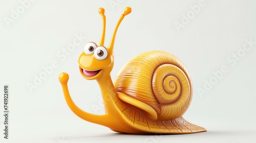 A charming 3D illustration of a lovable snail with vibrant colors, adorable eyes, and a joyful smile, set against a clean white background. Perfect for adding a touch of cuteness and whimsy