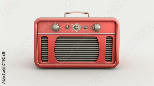 A sleek and modern 3D rendered icon of a radio, perfect for any design project. With its simplistic design and clean lines, this radio icon adds a touch of vintage charm to any website or ap