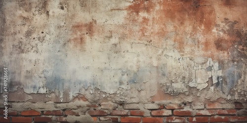 Rustic  dirty textured wallpaper with brick construction background.