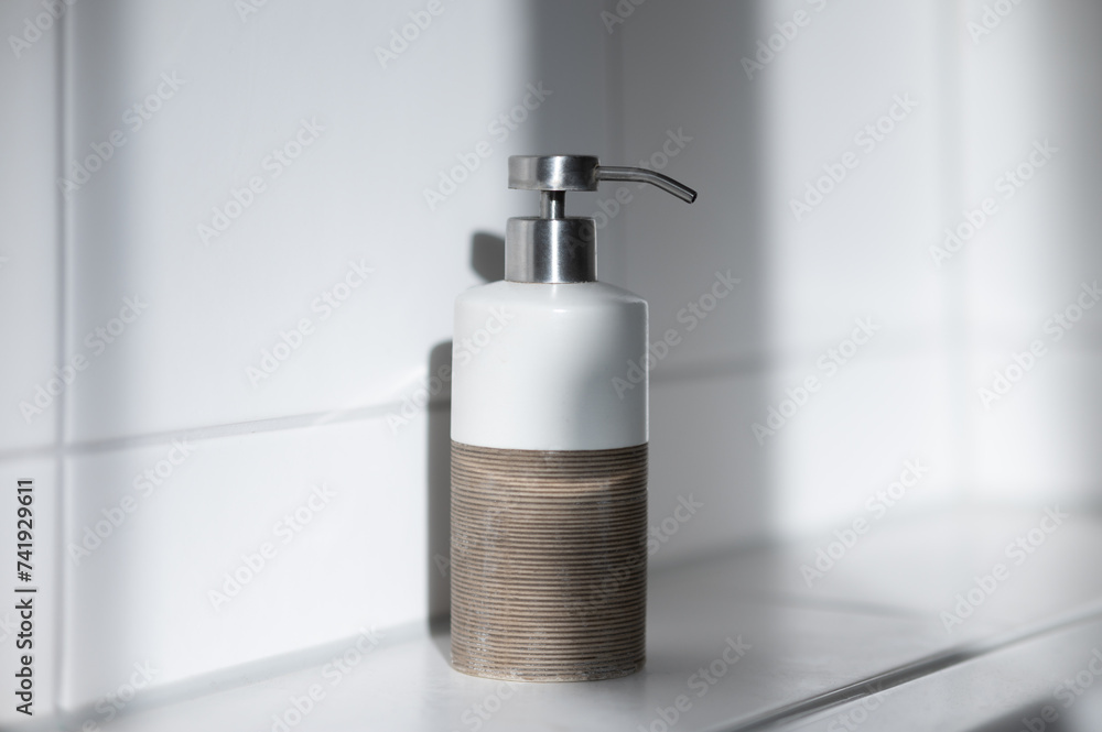 Сeramic container for liquid soap dispenser in the bathroom Сeramic container for liquid soap dispenser in the bathroom