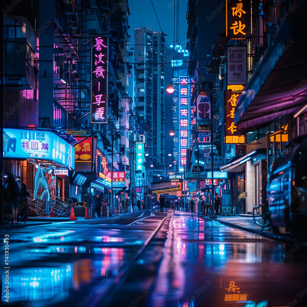 Futuristic City Nightscape with Neon Lights and Urban Architecture Futuristic City Nightscape with Neon Lights and Urban Architecture