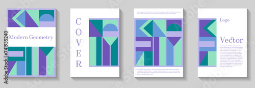 Minimal geometric pattern background covers set. Geometry grid pattern banner templates.