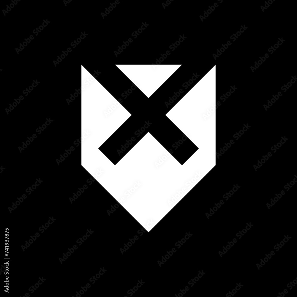 Obraz premium Letter X shield creative negative space logo