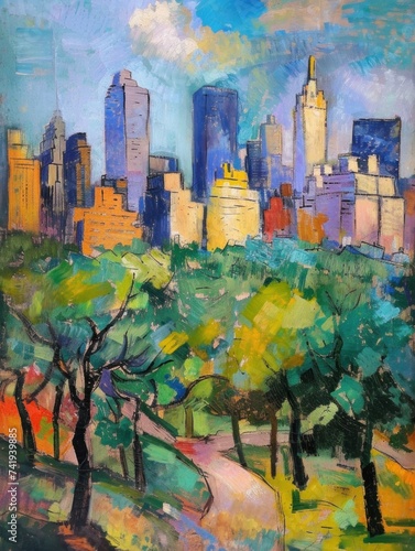 New York city panorama by Paul CÃ©zanne --ar 3:4 --v 6 Job ID: 2ed999e5-3998-4f80-9469-09ca6d5b333f photo