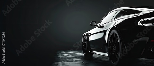 Black and White Sports Car in a Dark Room photo