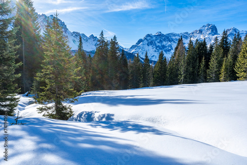Wallpaper Mural Winter landscape with snow covered Dolomites in Kronplatz, Italy Torontodigital.ca