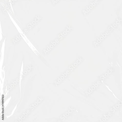 Plastic wrap texture overlay effect. Polyethylene packaging for vinyl or cd cover. Shrink crumpled plastic sleeve, vector mockup illustration.