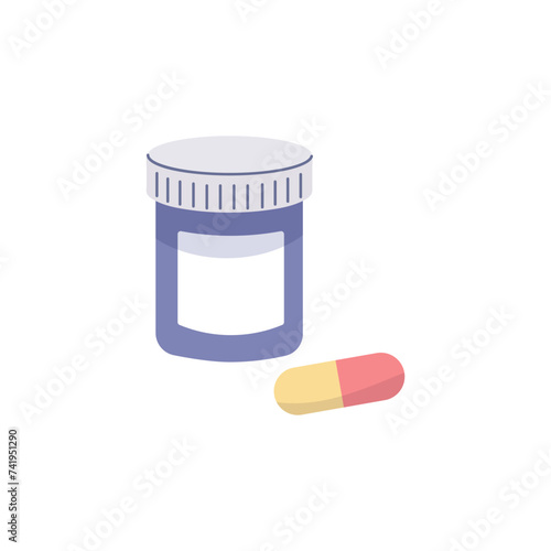 Pills in a jar,pills for illness, weight loss, on white isolated background. vector illustration