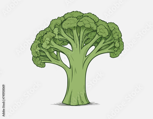 Fresh broccoli, vector illustration. hand drawing sketch