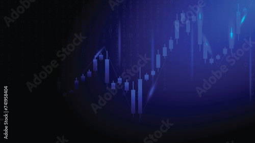 Stock market or forex trading candlestick graph in graphic design, vector illustration