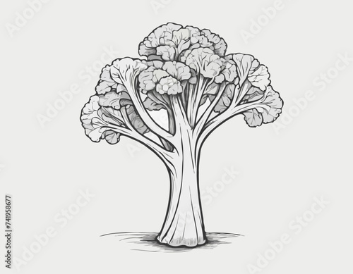 Fresh broccoli, vector illustration. hand drawing sketch