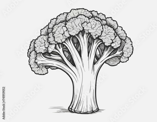 Fresh broccoli, vector illustration. hand drawing sketch