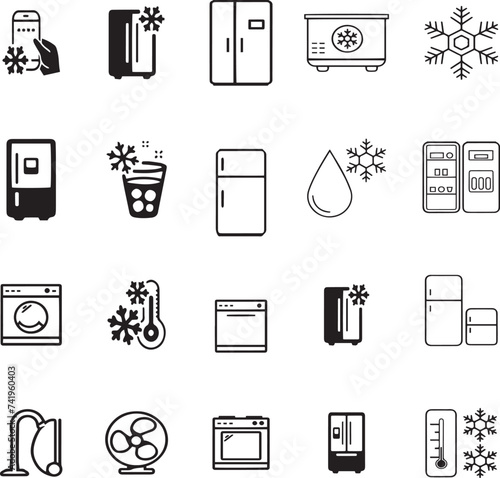 Fridge icons set