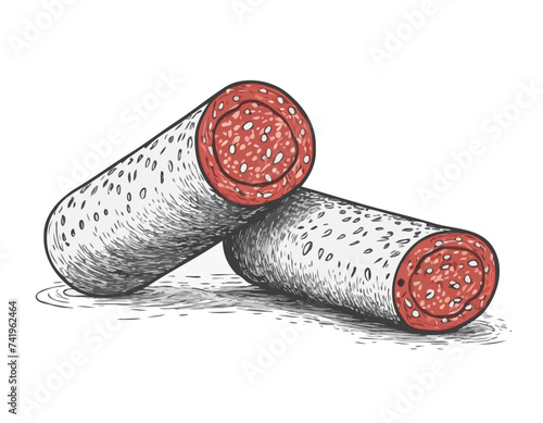 Salami sausage sketch hand drawn vector