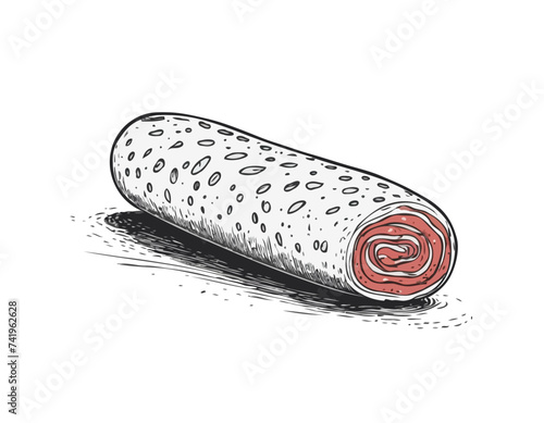 Salami sausage sketch hand drawn vector