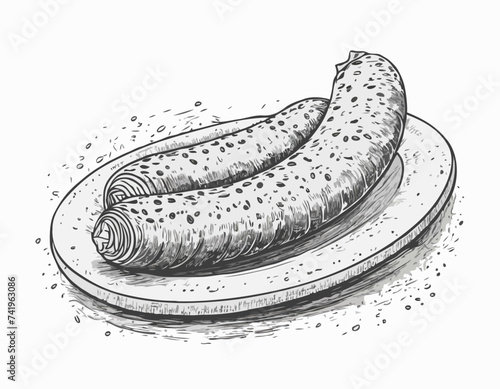 Salami sausage sketch hand drawn vector