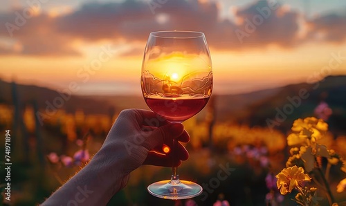 A hand holding a glass of w...