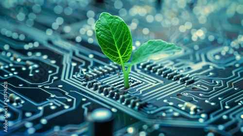 electric circuit with plant, ecological innovation concept generative ai