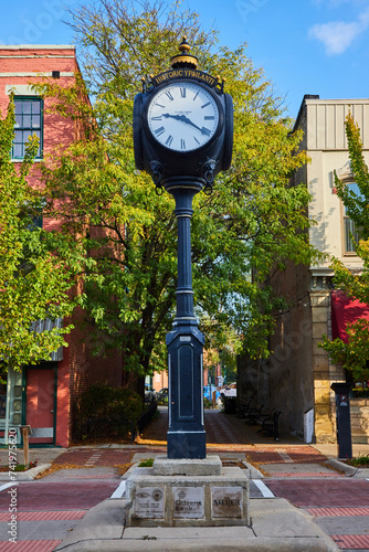 Historic Ypsilanti Street Clock with Commemorative Plaques photo