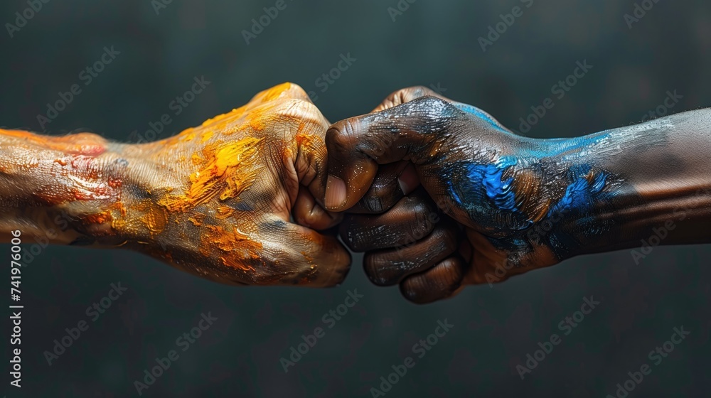 Close up of a fist bump hands, teamwork support or collaboration Close up of a fist bump hands, teamwork support or collaboration