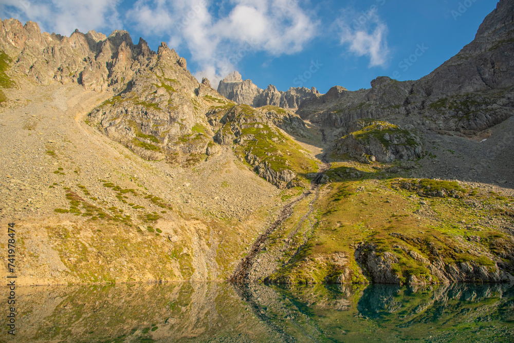 Obraz premium Various images from the Black Sea plateaus mountain peaks plateau houses clouds streams waterfalls lakes day and sunset colors