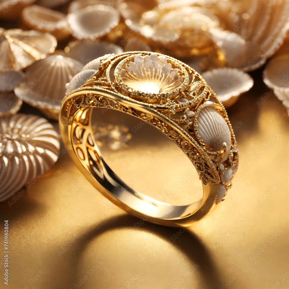 3D Golden Render Ring inspired from natural 3D Golden Render Ring inspired from natural