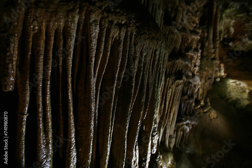 stalagmites and stalactites in the ancient cave