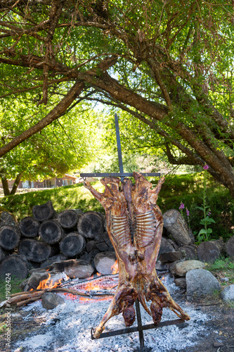 Patagonian Lamb Cross, classic way of cooking lamb in Argentina by the gauchos.