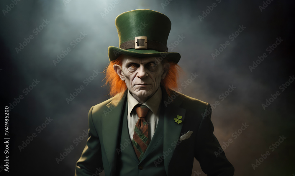 Saint Patrick's Day: Beware the Leprechaun's trickery. When the Leprechaun turned evil - obrazy, fototapety, plakaty 