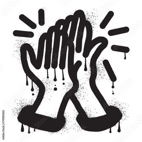 High five graffiti with black spray paint