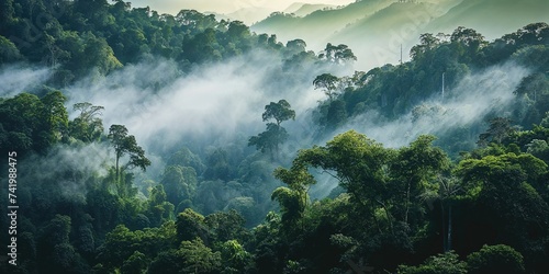 Breath-taking Aerial Photograph of the Jungle. Atmospheric Wilderness Photo. Nature Background. photo