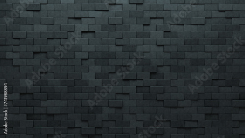 Polished Tiles arranged to create a 3D wall. Futuristic, Concrete Background formed from Rectangular blocks. 3D Render photo