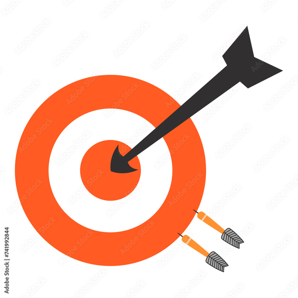 Business target with arrow. Vector illustration in flat style with business goal theme. Editable vector illustration. Business target with arrow. Vector illustration in flat style with business goal theme. Editable vector illustration.