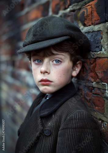 A Portrait Photograph of a Young Victorian Boy on the Street © simon