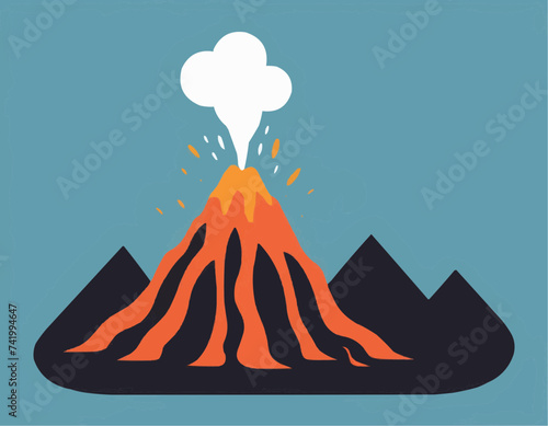 Volcano eruption vector illustration, flat style