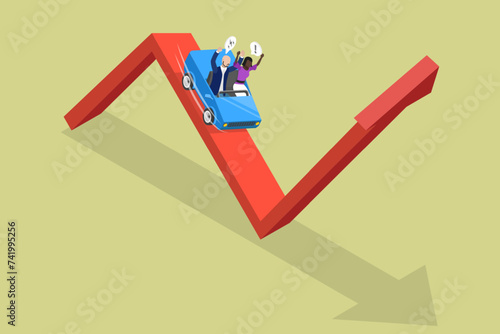 3D Isometric Flat Vector Illustration of Investment Volatility, Stock Market Manipulation