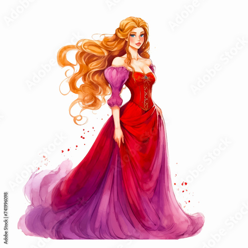 Painting of a princess in a red dress