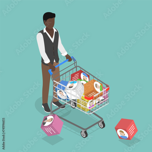 3D Isometric Flat Vector Illustration of Personal Data Selling, Monetization and Illicit Use of Stolen Data