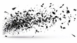 Vector illustration depicting an explosion cloud composed of black confetti pieces