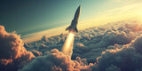 rocket flying above cloud