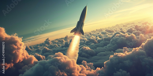 rocket flying above cloud