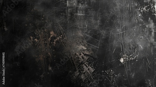 Old Rough Dirty Black Scratch Dust Grunge Black Distressed Noise Grain Overlay Texture Background - generative ai © Nia™