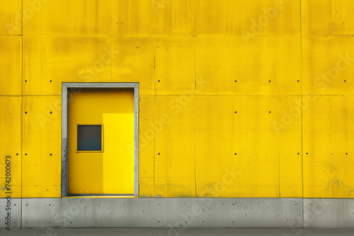 yellow door in a yellow wall