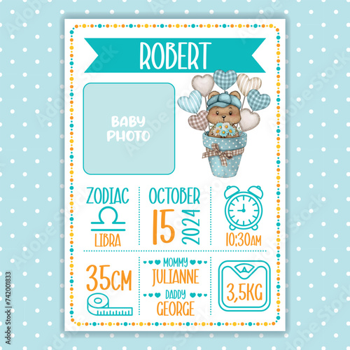 Baby announcement birth celebration poster
