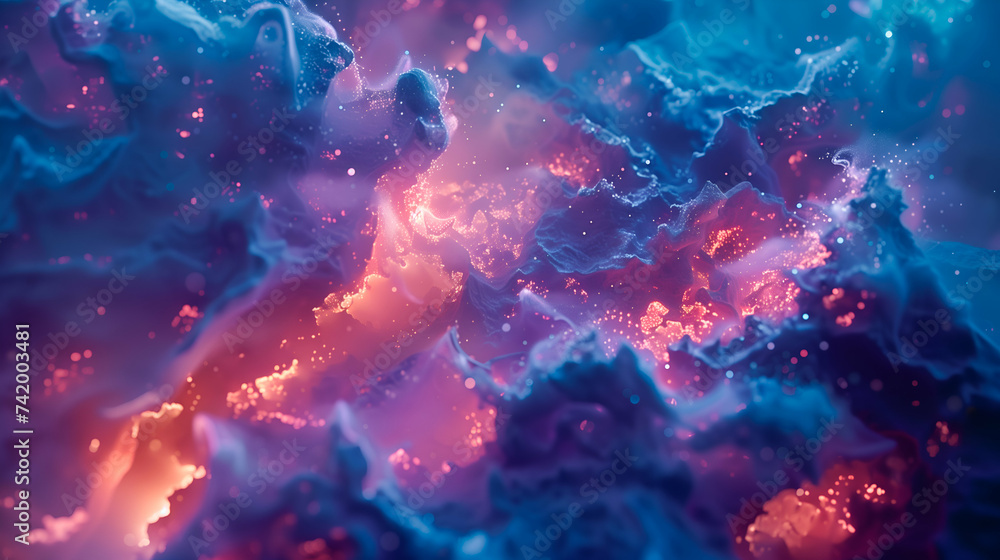 Close-up of ethereal holographic texture with vibrant colors - obrazy, fototapety, plakaty 