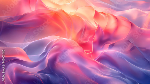 Vibrant waves of satin texture in sunset shades of pink and blue