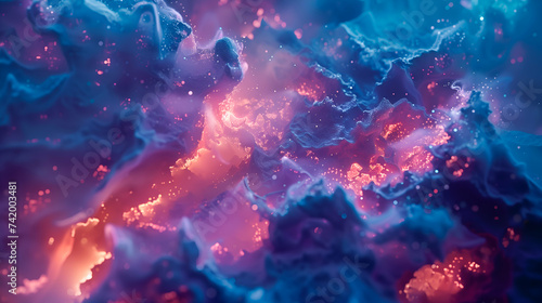 Close-up of ethereal holographic texture with vibrant colors photo