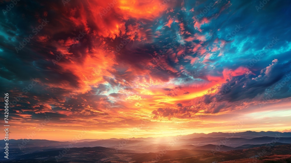 An image featuring a red sky with elements